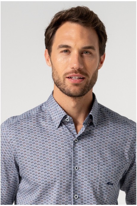 CAMISA ESTAMPADA VESPAS COLORES EN FONDO GRIS CON BOLSILLO 2