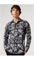 CAMISA HOMBRE ESTAMPADO FLORES NEGRAS SLIM FIT