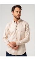 CAMISA LISA BEIGE CON BOLSILLO