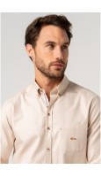 CAMISA LISA BEIGE CON BOLSILLO