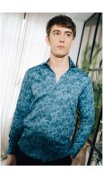 CAMISA ESTAMPADO FLORES AZULES SLIM FIT