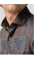 CAMISA HOMBRE SLIM FIT ESTAMPADO PATCHWORK EN TONOS OSCUROS