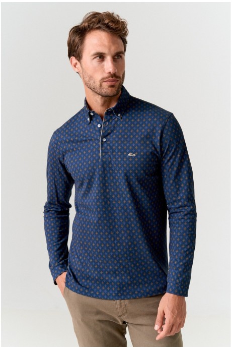 POLO PIQUÉ ESTAMPADO MARINO