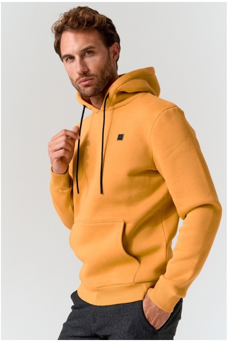 SUDADERA HOMBRE CON CAPUCHA MOSTAZA