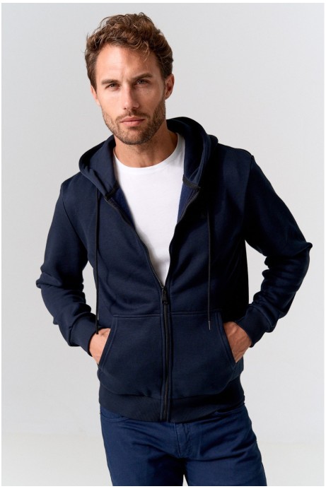 CHAQUETA CON CREMALLERA Y CAPUCHA MARINO