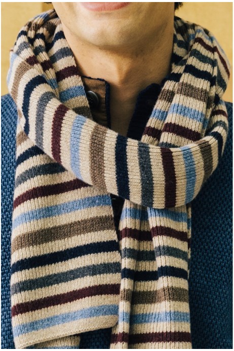 BUFANDA BEIGE CON RAYAS MULTICOLOR HOMBRE 2
